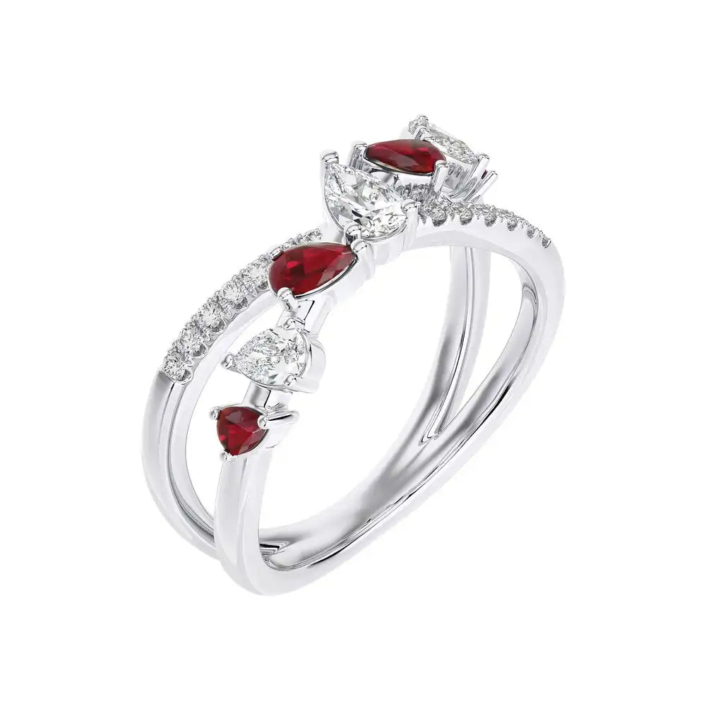 3/4 CTW Fancy Diamonds Multi Shape Criss Cross Ring