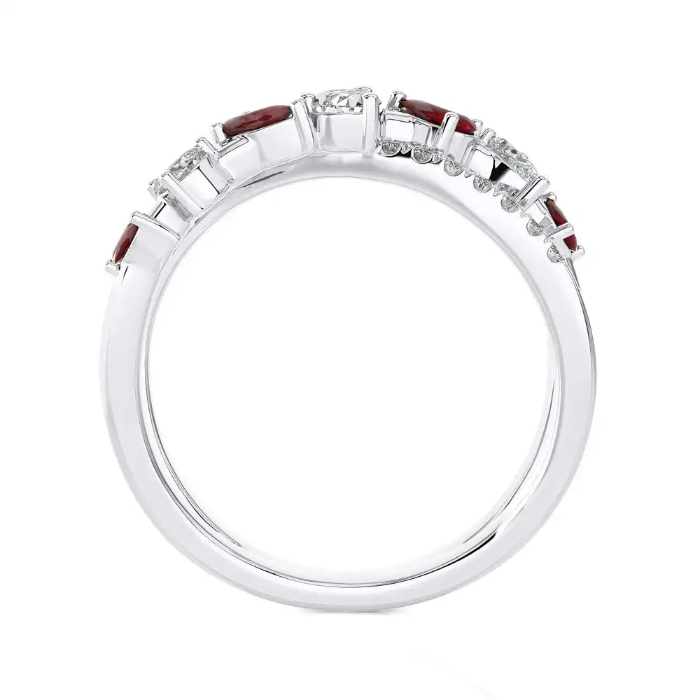 3/4 CTW Fancy Diamonds Multi Shape Criss Cross Ring
