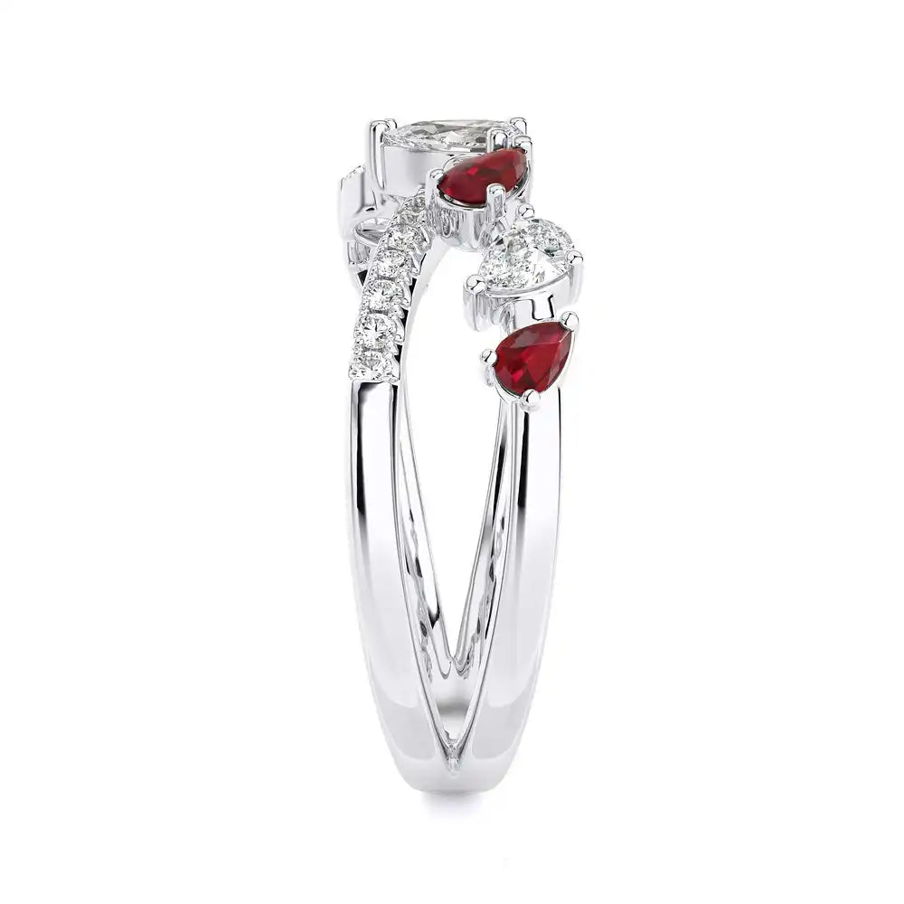 3/4 CTW Fancy Diamonds Multi Shape Criss Cross Ring