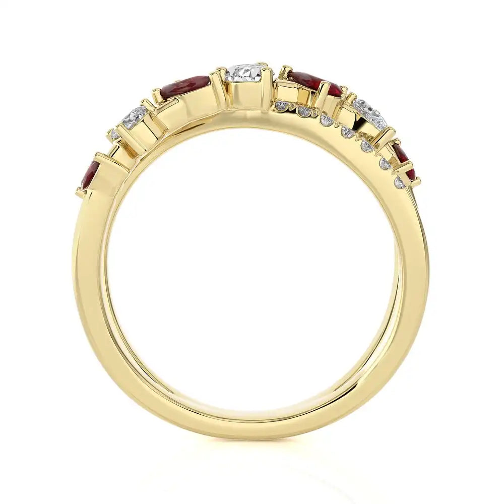3/4 CTW Fancy Diamonds Multi Shape Criss Cross Ring