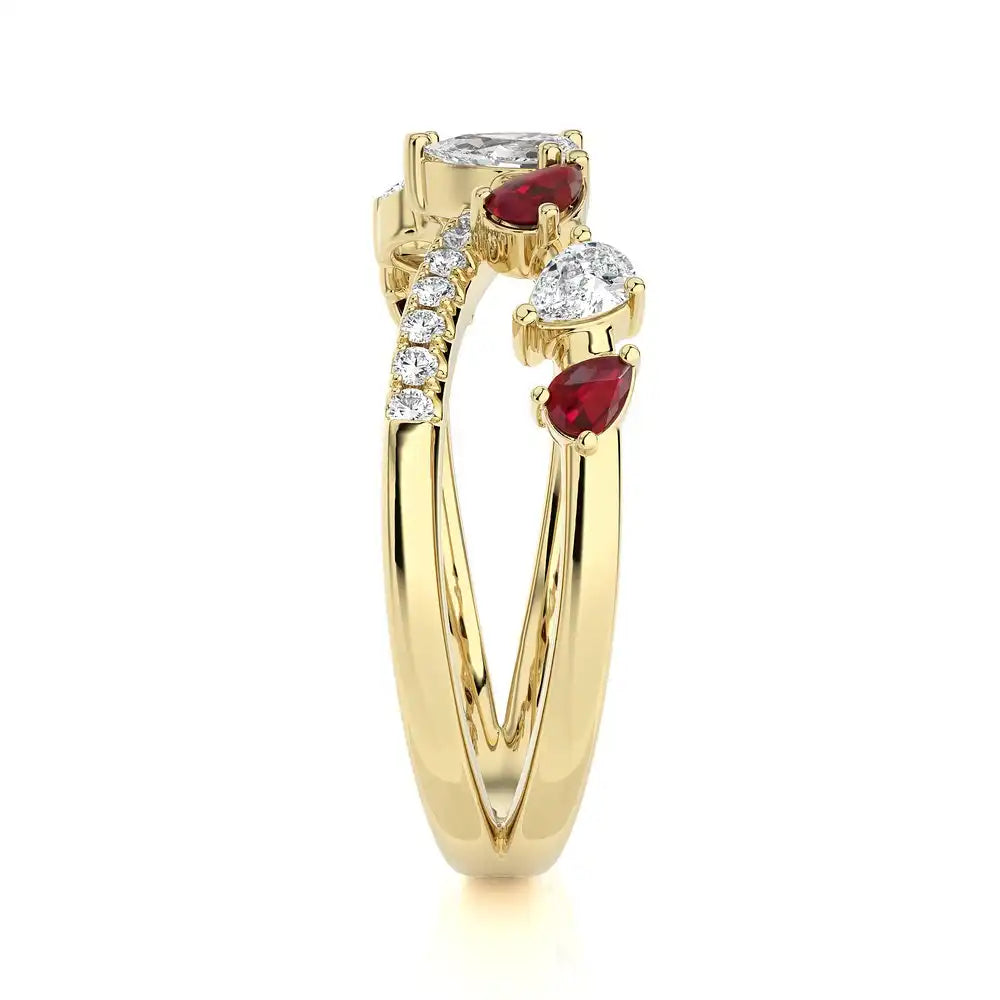 3/4 CTW Fancy Diamonds Multi Shape Criss Cross Ring