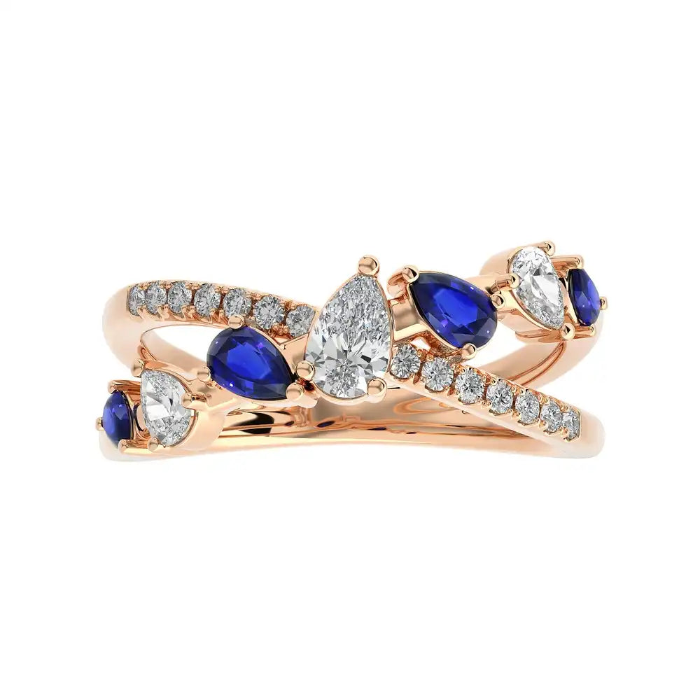 3/4 CTW Fancy Diamonds Multi Shape Criss Cross Ring