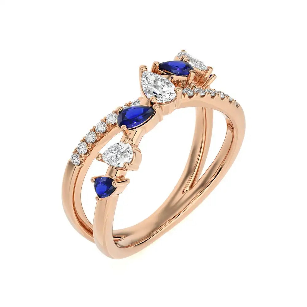 3/4 CTW Fancy Diamonds Multi Shape Criss Cross Ring