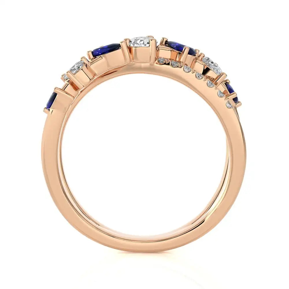3/4 CTW Fancy Diamonds Multi Shape Criss Cross Ring