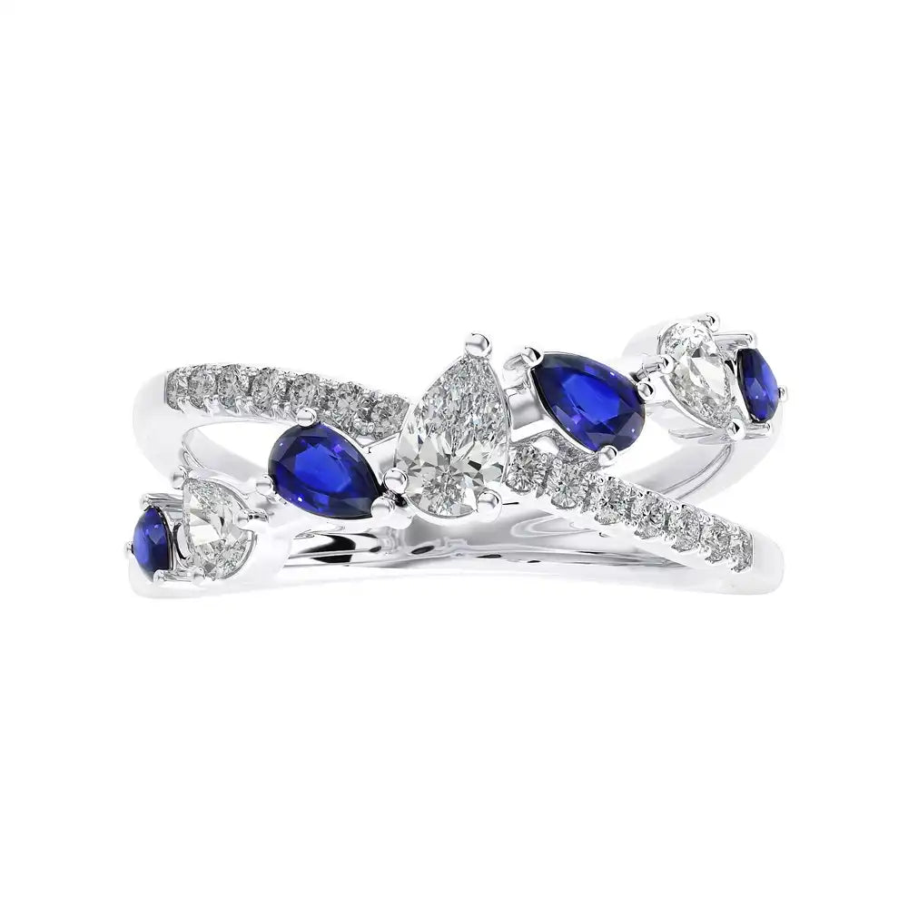 3/4 CTW Fancy Diamonds Multi Shape Criss Cross Ring