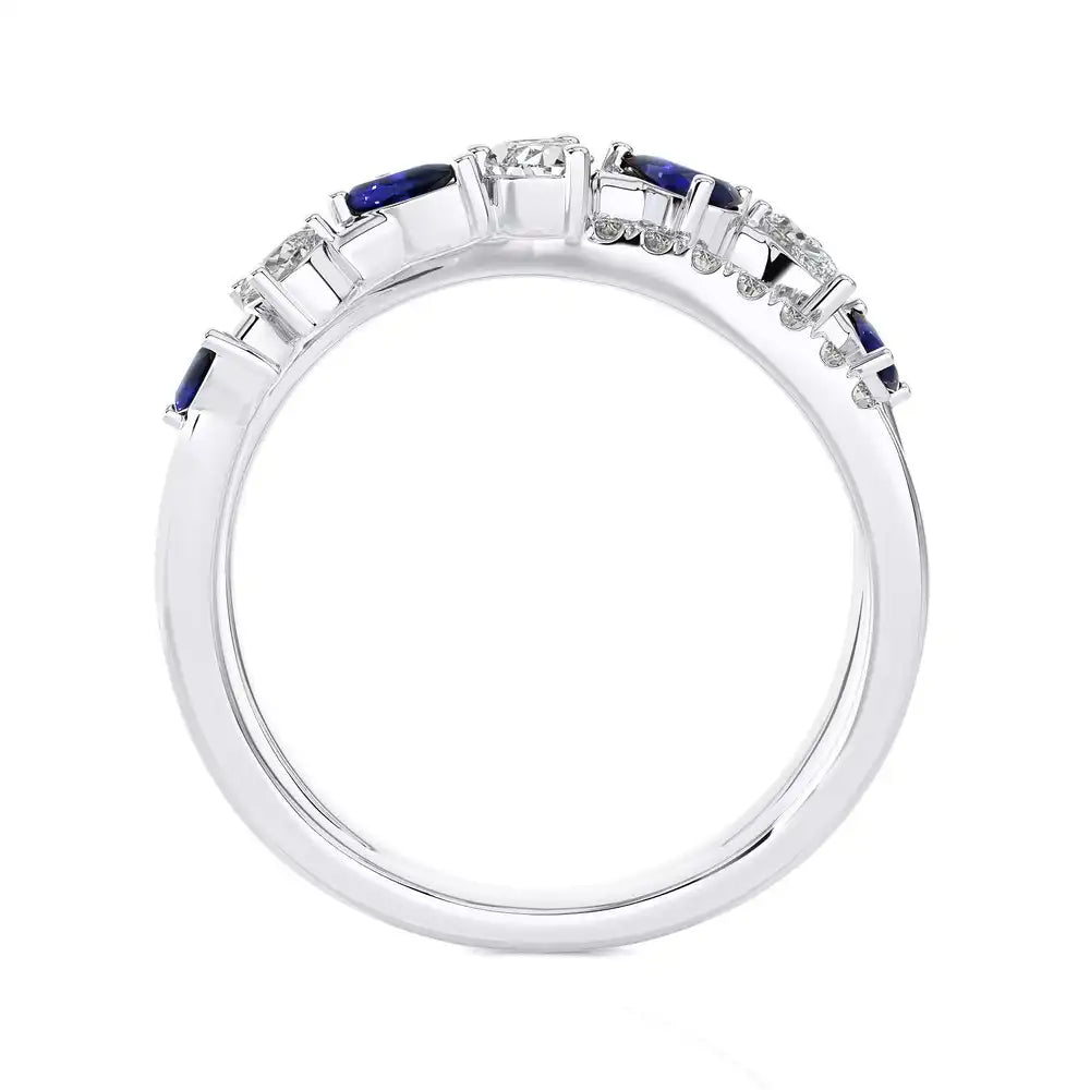 3/4 CTW Fancy Diamonds Multi Shape Criss Cross Ring