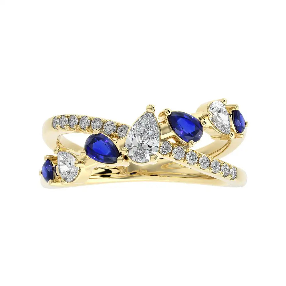 3/4 CTW Fancy Diamonds Multi Shape Criss Cross Ring
