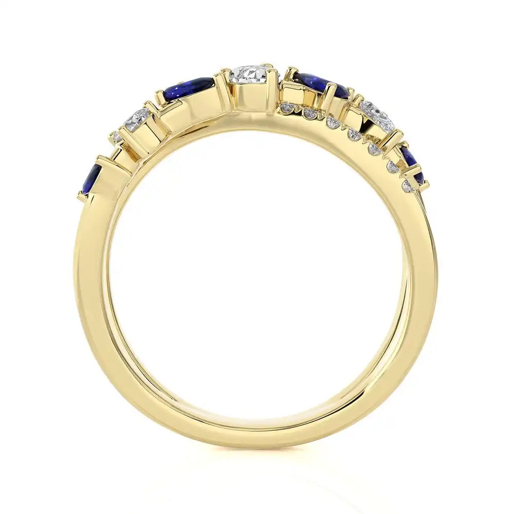 3/4 CTW Fancy Diamonds Multi Shape Criss Cross Ring