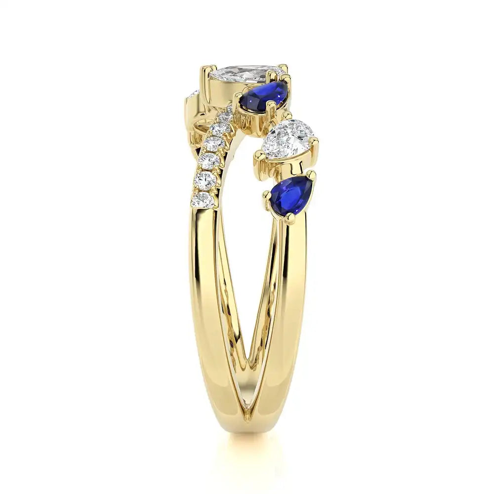 3/4 CTW Fancy Diamonds Multi Shape Criss Cross Ring