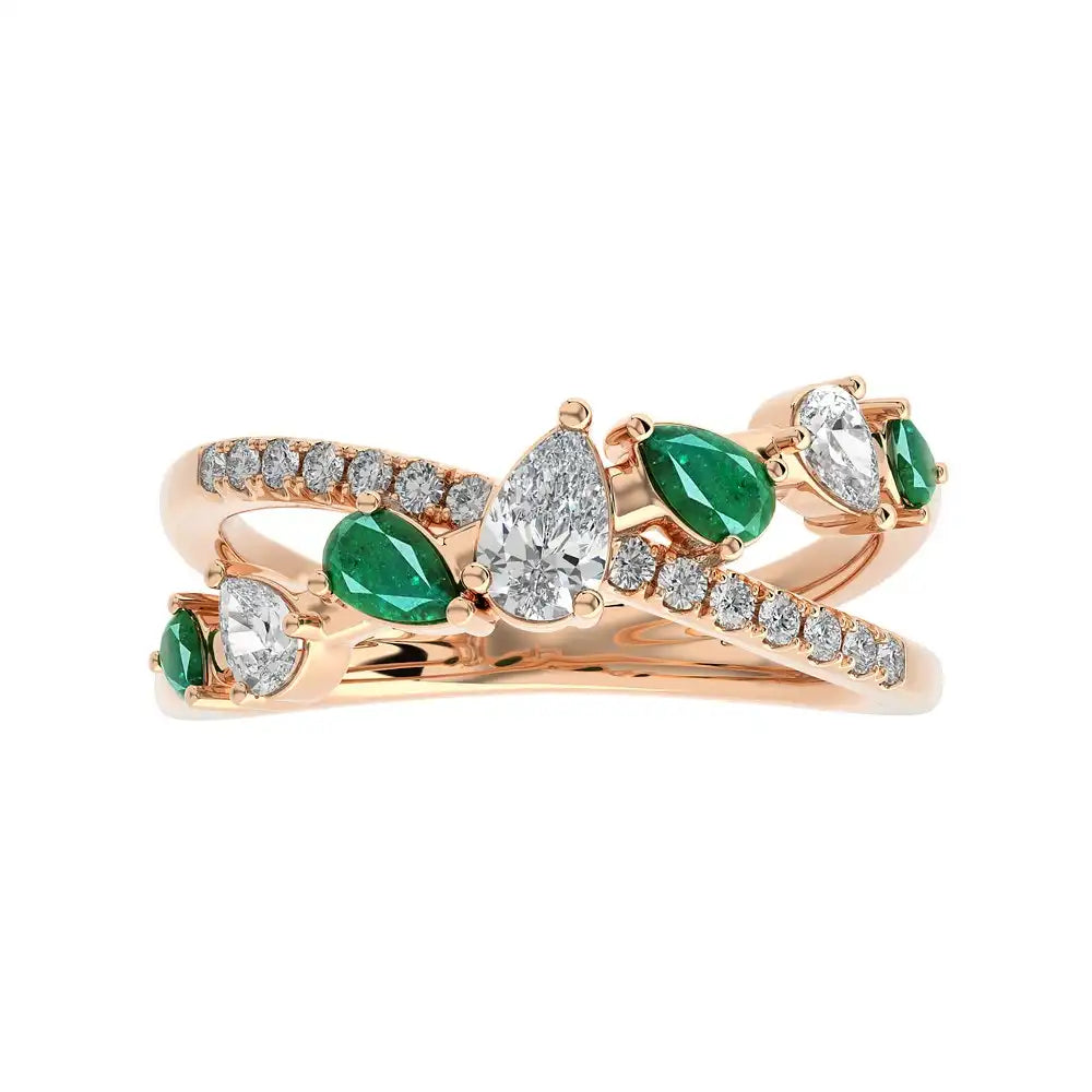 3/4 CTW Fancy Diamonds Multi Shape Criss Cross Ring