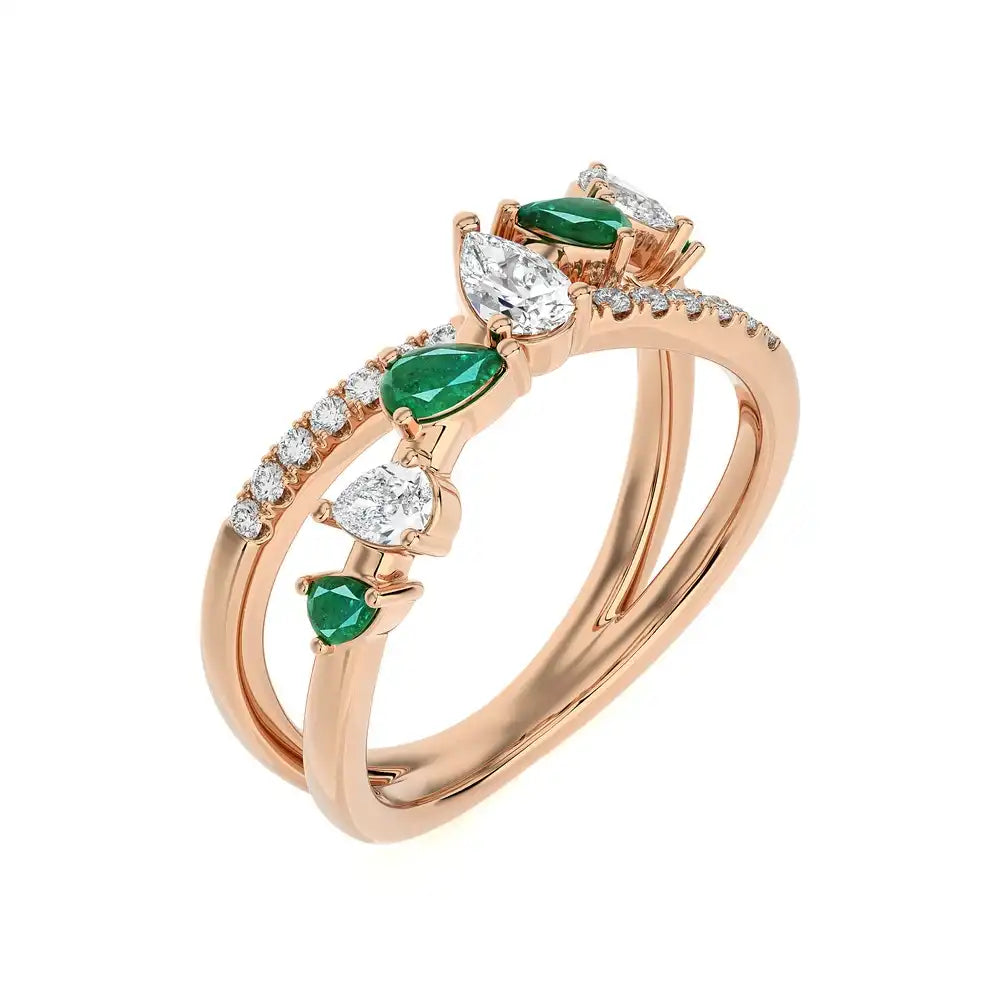 3/4 CTW Fancy Diamonds Multi Shape Criss Cross Ring