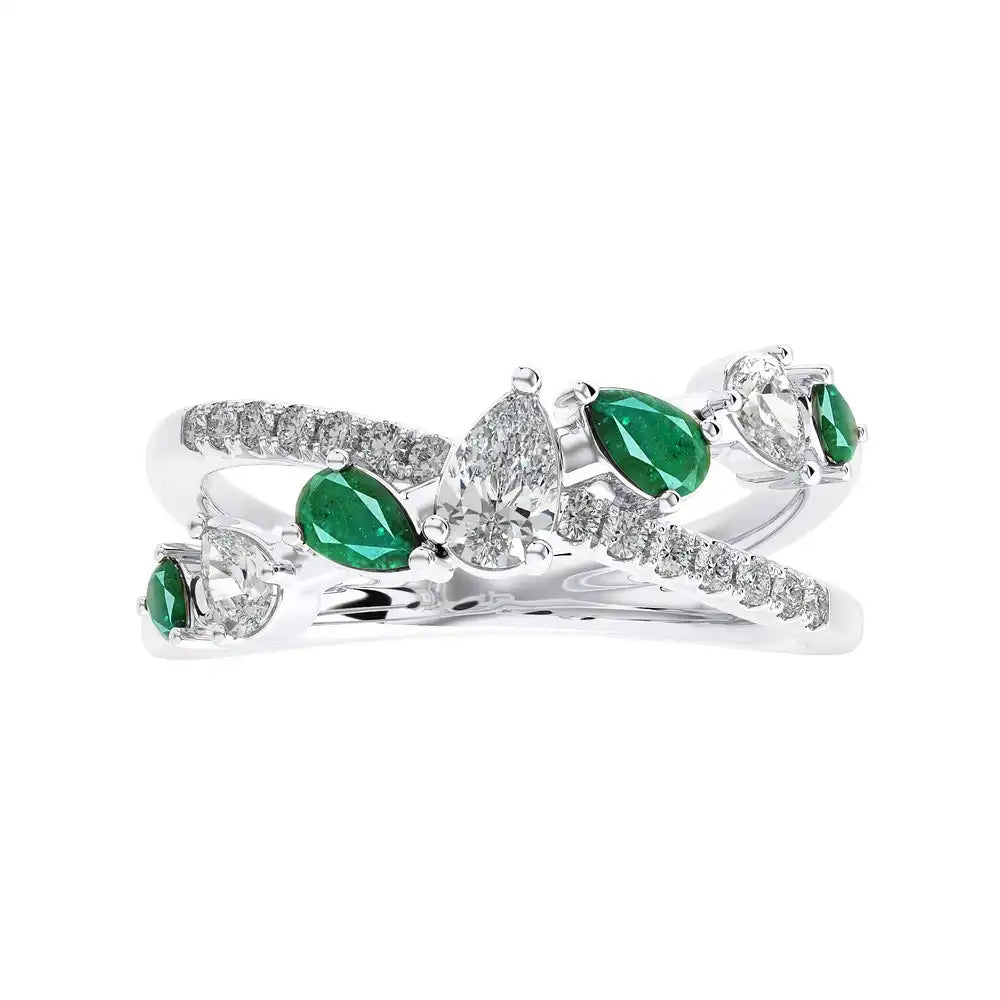 3/4 CTW Fancy Diamonds Multi Shape Criss Cross Ring