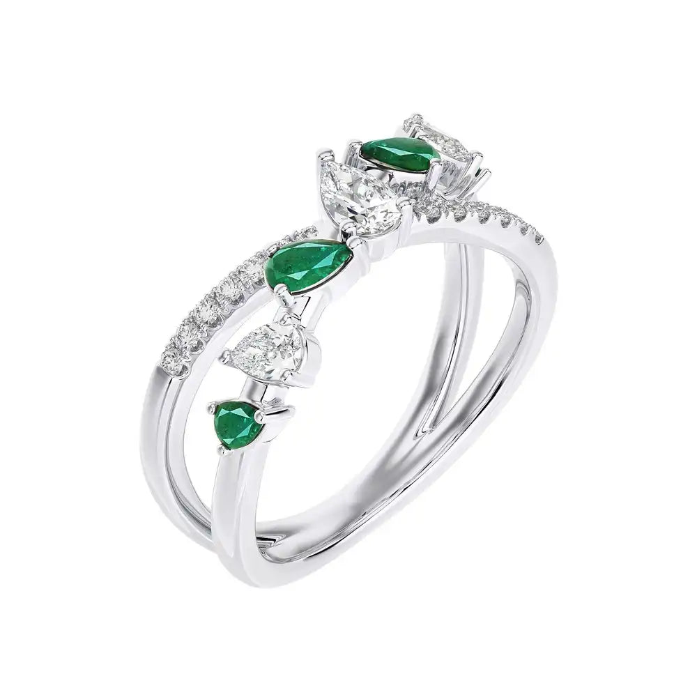 3/4 CTW Fancy Diamonds Multi Shape Criss Cross Ring