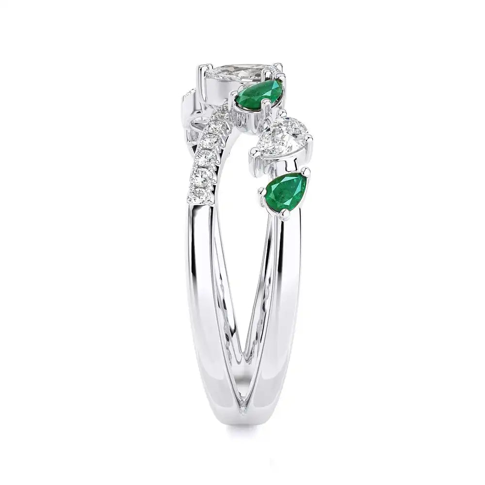 3/4 CTW Fancy Diamonds Multi Shape Criss Cross Ring