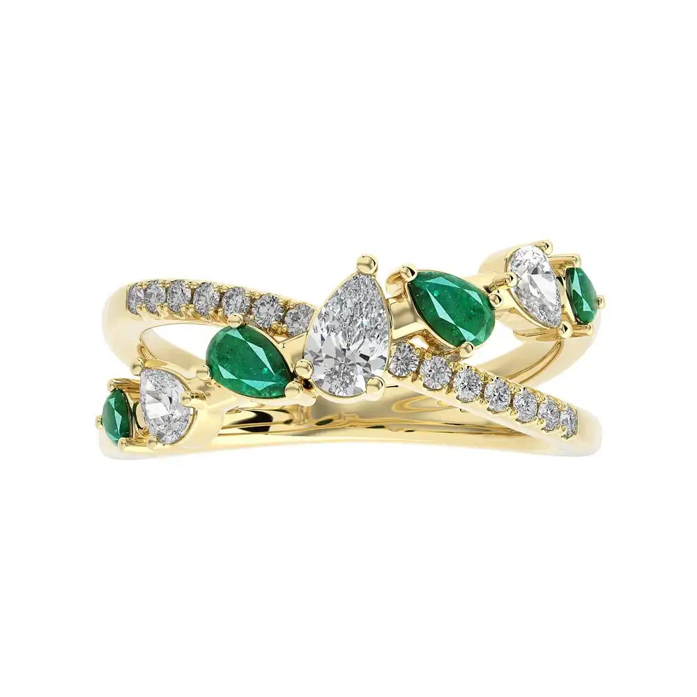 3/4 CTW Fancy Diamonds Multi Shape Criss Cross Ring