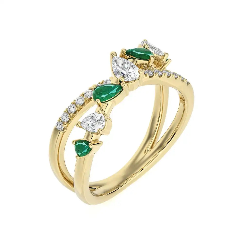 3/4 CTW Fancy Diamonds Multi Shape Criss Cross Ring