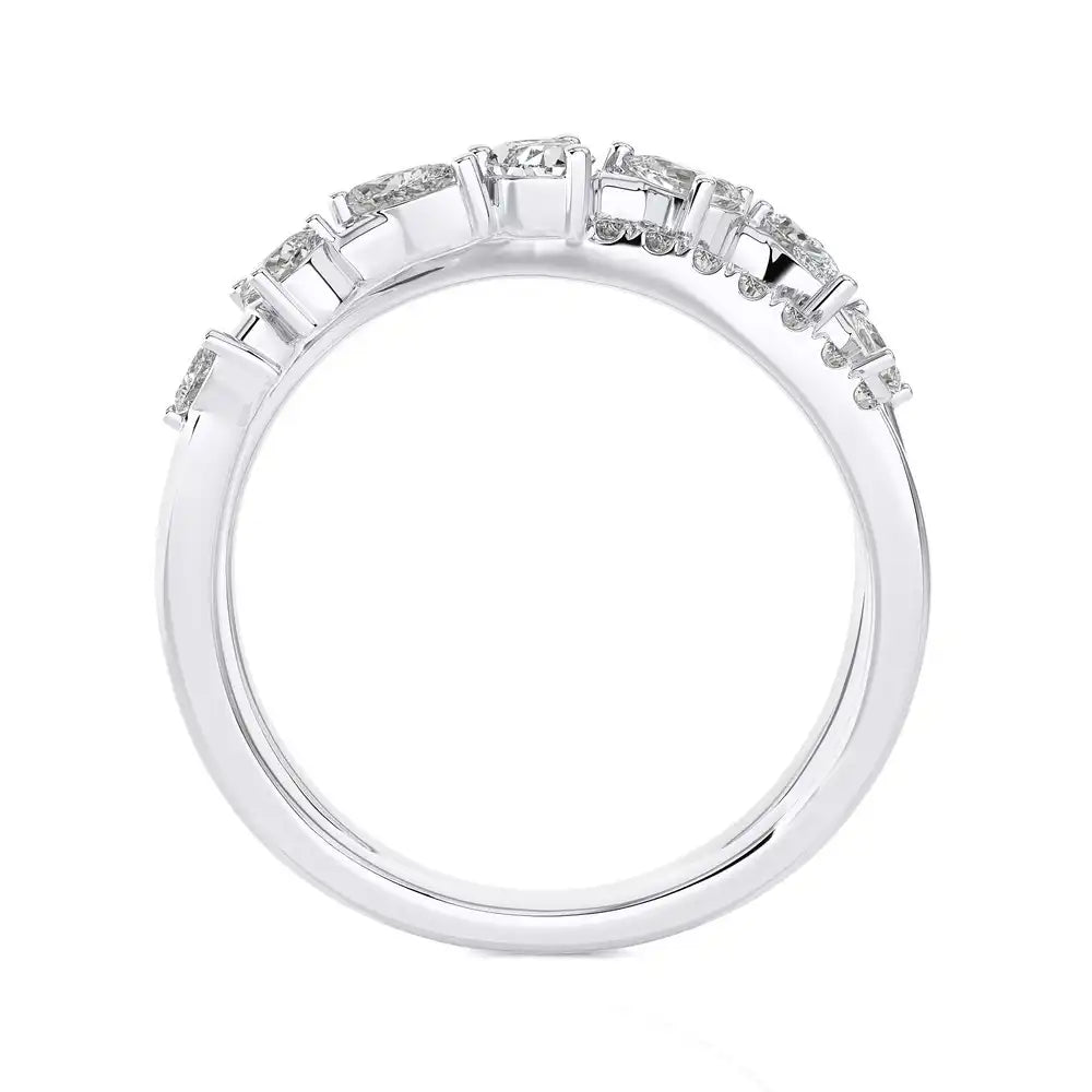 3/4 CTW Fancy Diamonds Multi Shape Criss Cross Ring