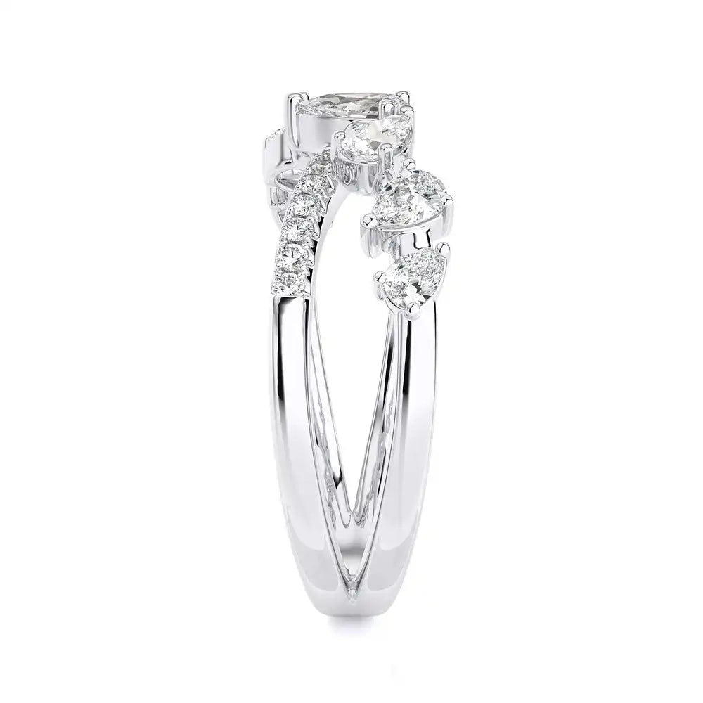 3/4 CTW Fancy Diamonds Multi Shape Criss Cross Ring