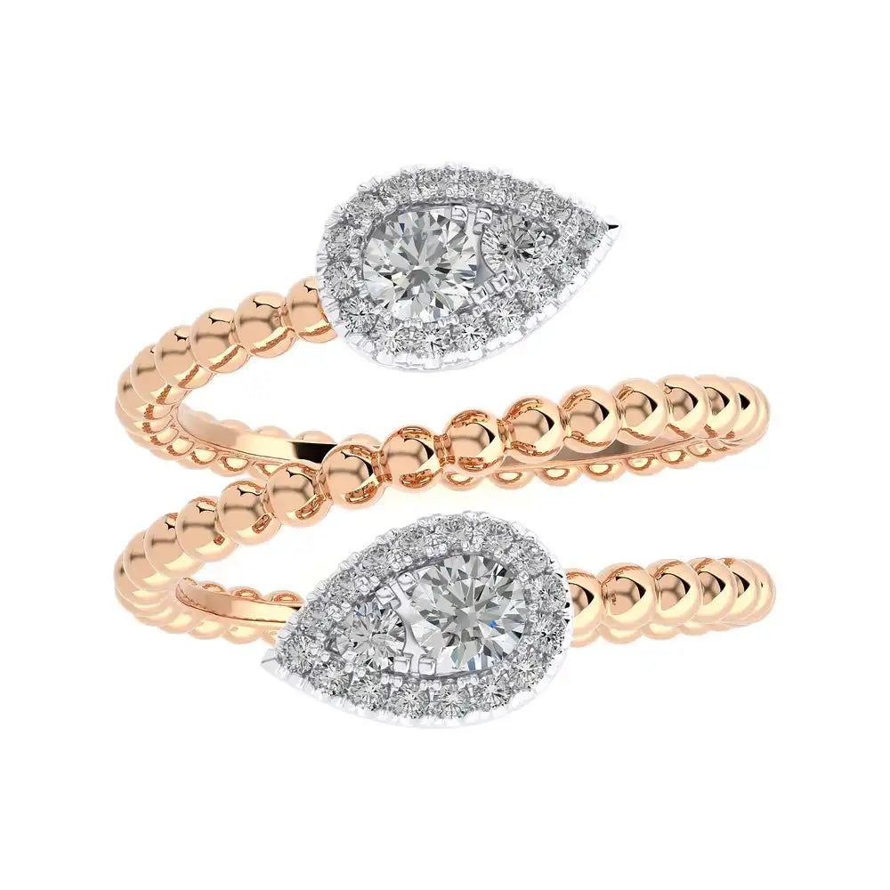 5/8 CTW Beaded Gold Stylish FashionRing.