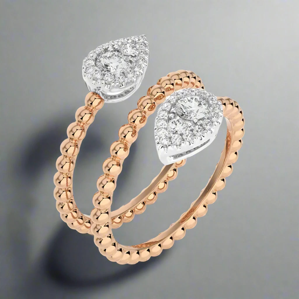 5/8 CTW Beaded Gold Stylish FashionRing.