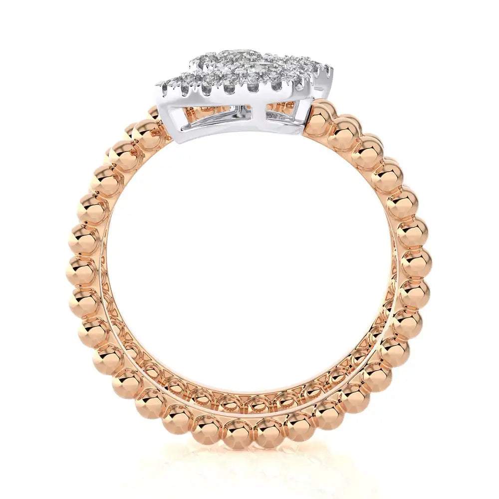 5/8 CTW Beaded Gold Stylish FashionRing.
