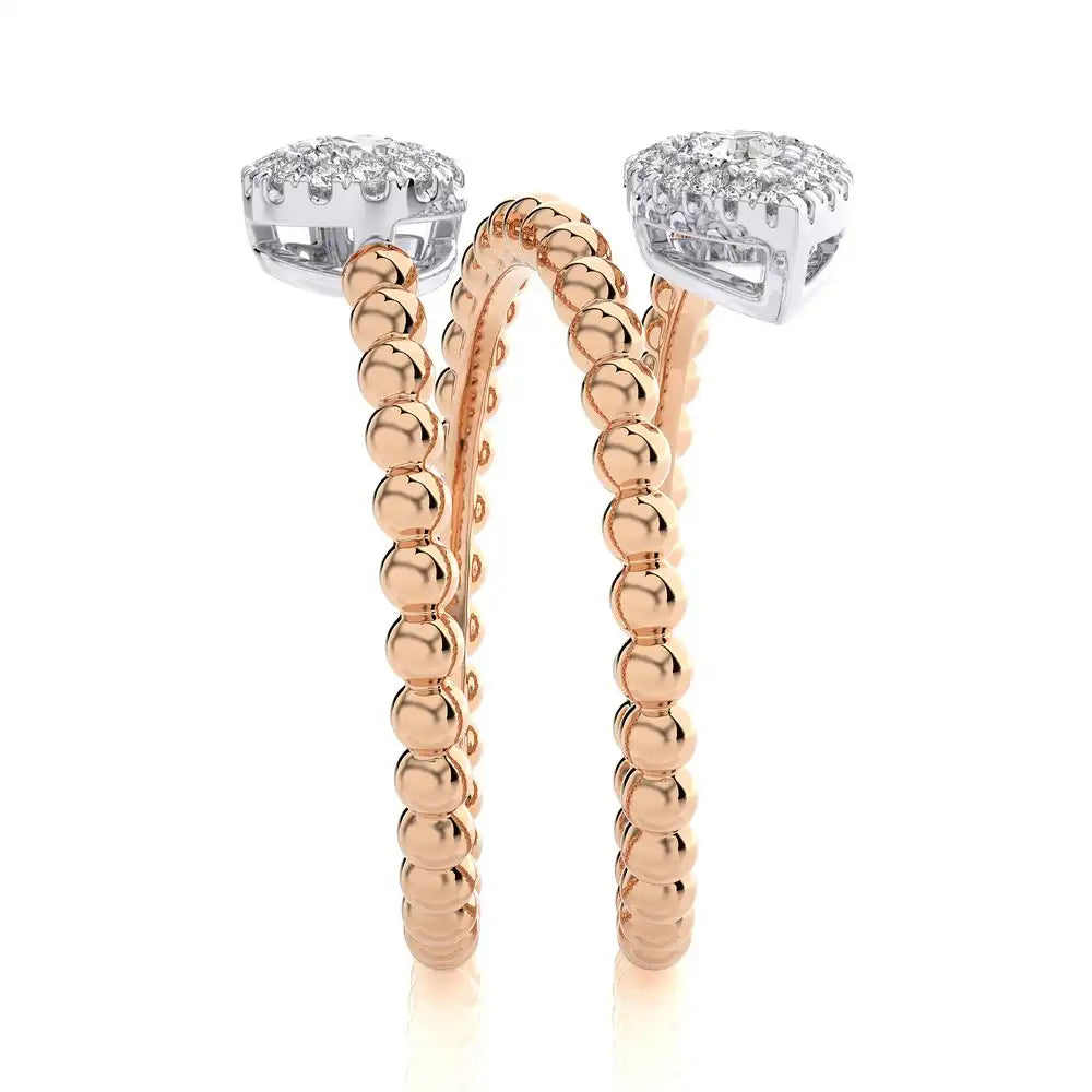 5/8 CTW Beaded Gold Stylish FashionRing.