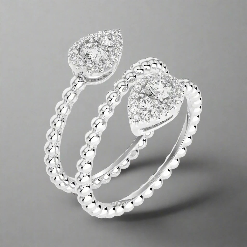 5/8 CTW Beaded Gold Stylish FashionRing.