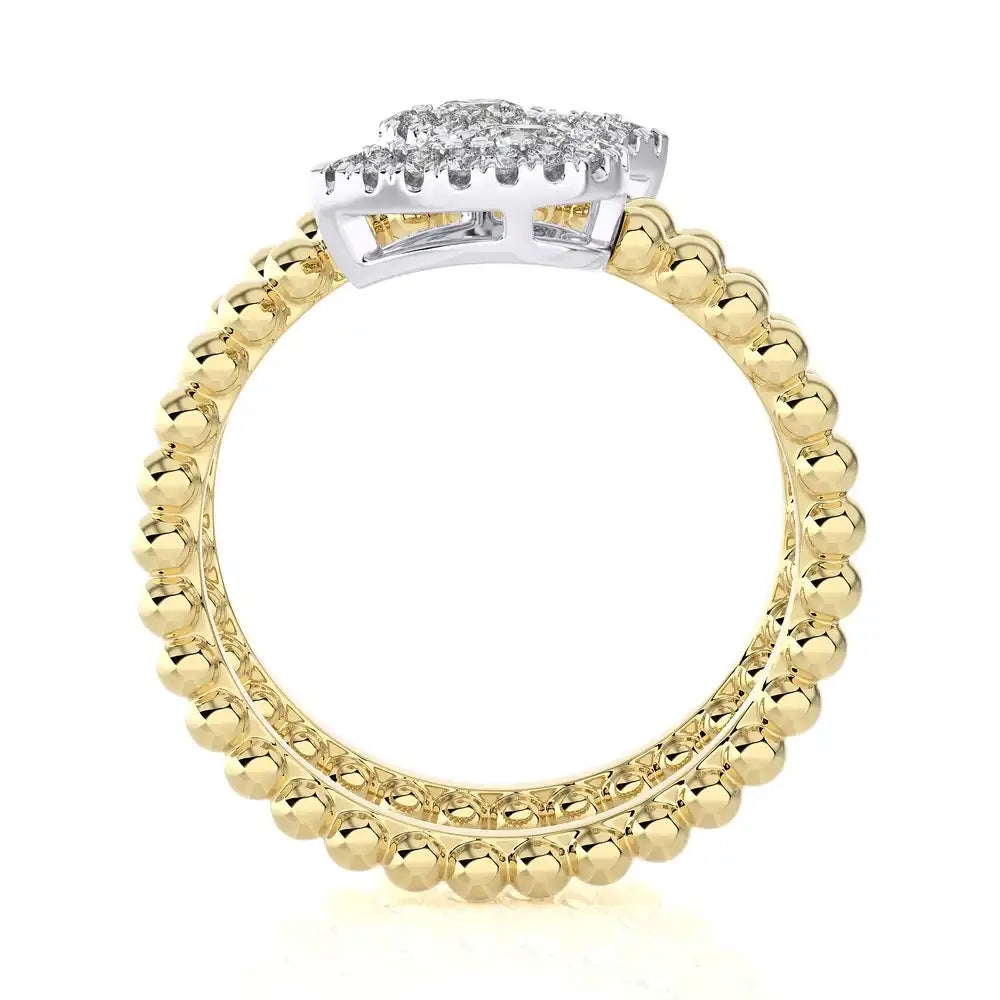 5/8 CTW Beaded Gold Stylish FashionRing.