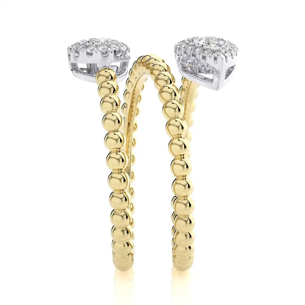 5/8 CTW Beaded Gold Stylish FashionRing.
