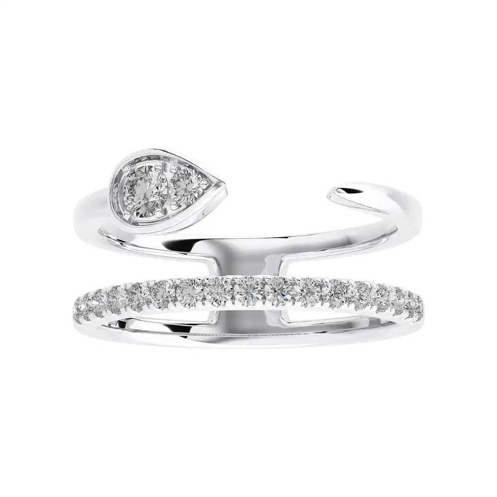 3/8 CTW Excellent Round cut Diamonds Bypass Collection Finger Ring.