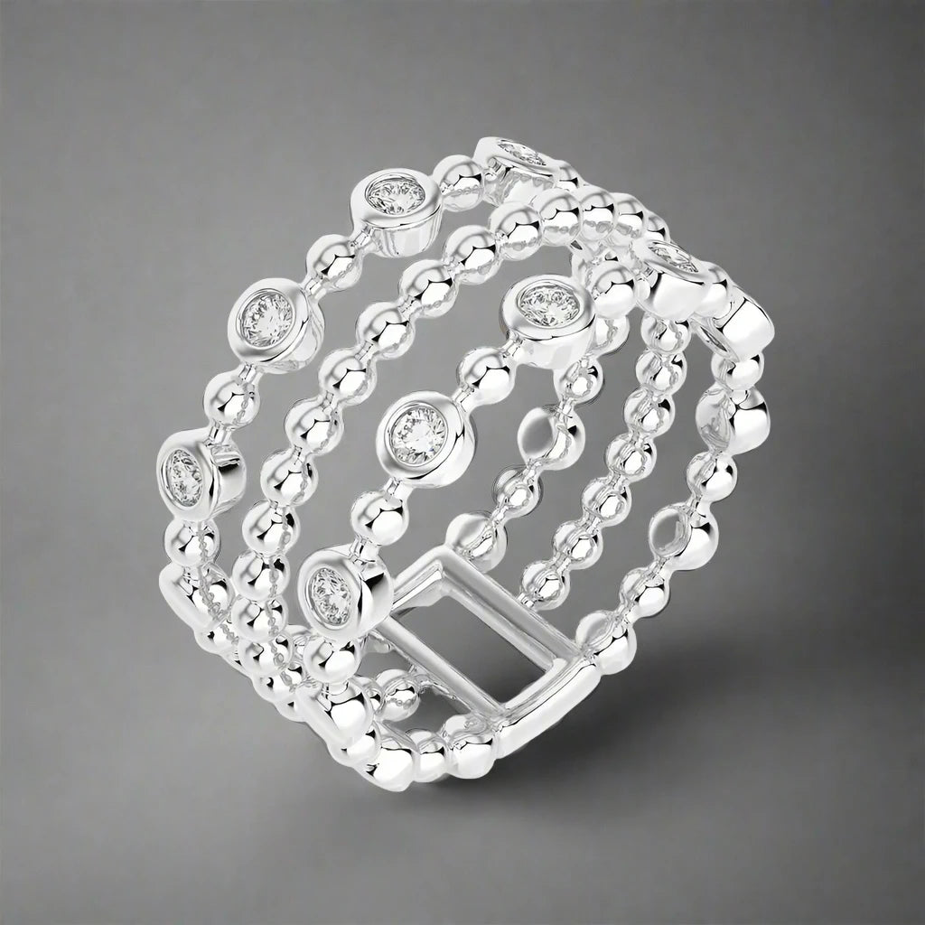 1/3 CTW Diamonds in Gold: - Triple Band Ring