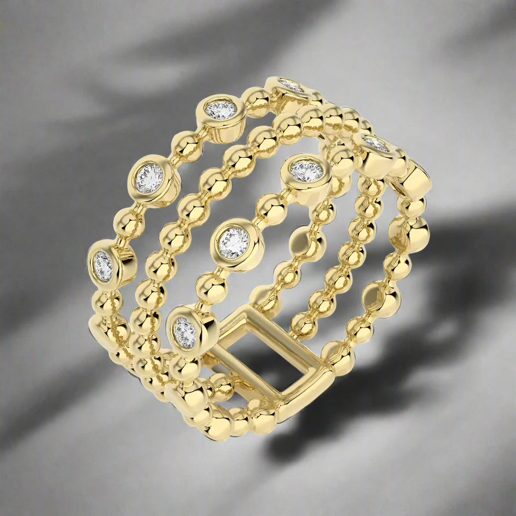 1/3 CTW Diamonds in Gold: - Triple Band Ring