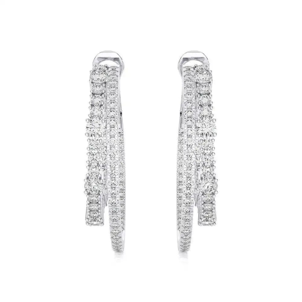 2-1/8 CTW Fashion Double Hoop Earrings.