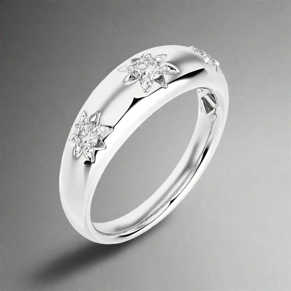 1/5 CTW Round Diamond 3 Star Ring