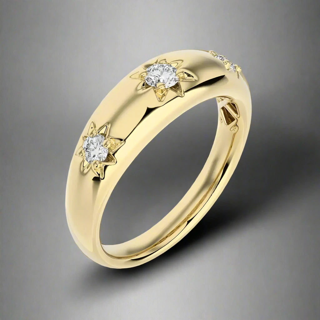 1/5 CTW Round Diamond 3 Star Ring