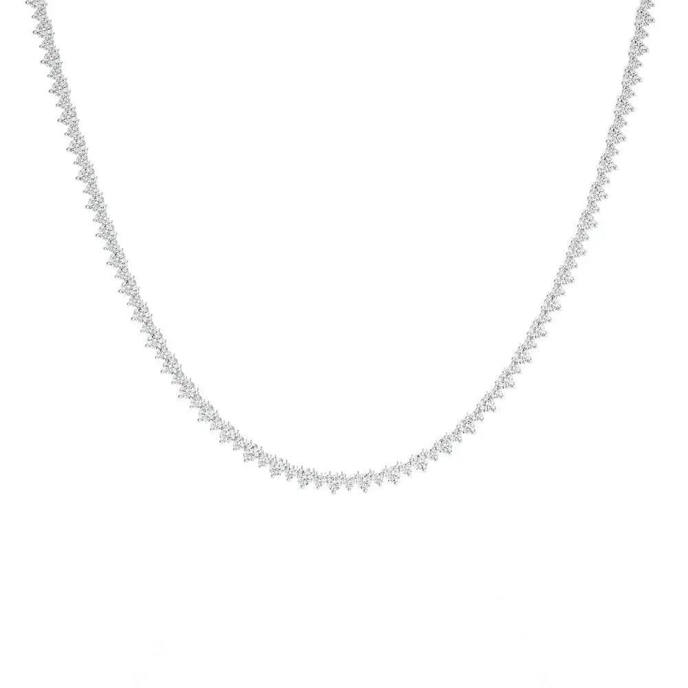 8.0 Ctw 3 Prong Alternate Big and Small Diamonds Tennis Necklace  SI GH