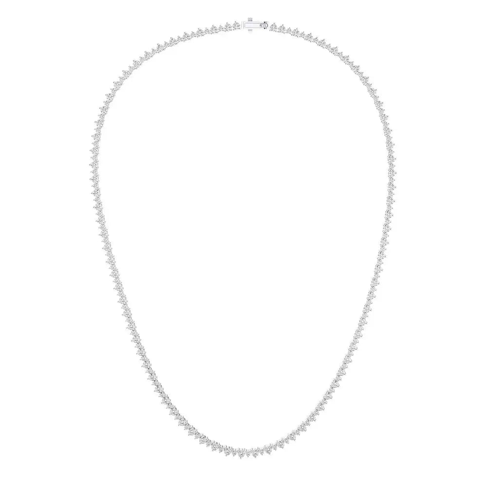 8.0 Ctw 3 Prong Alternate Big and Small Diamonds Tennis Necklace SI GH