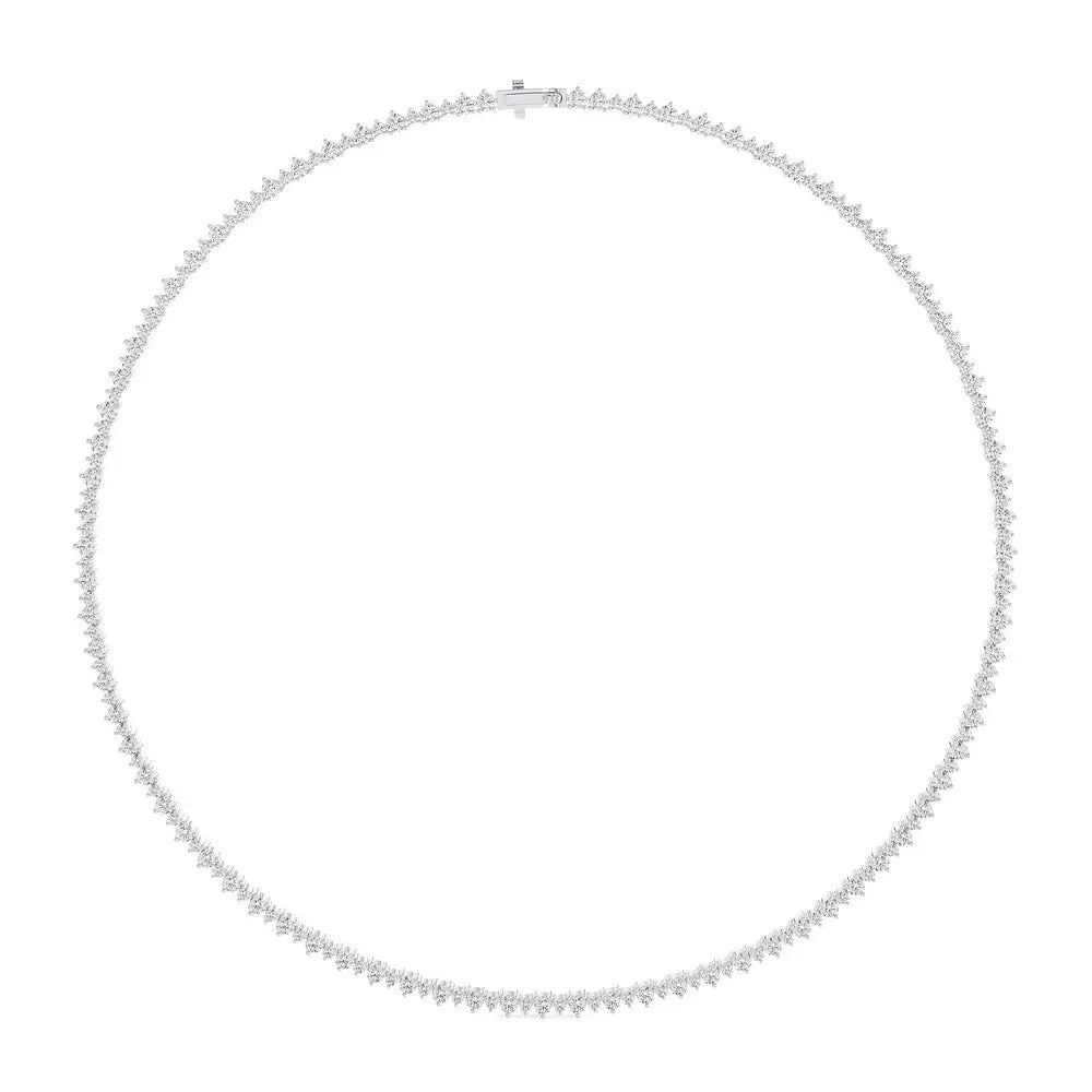 8.0 Ctw 3 Prong Alternate Big and Small Diamonds Tennis Necklace SI GH