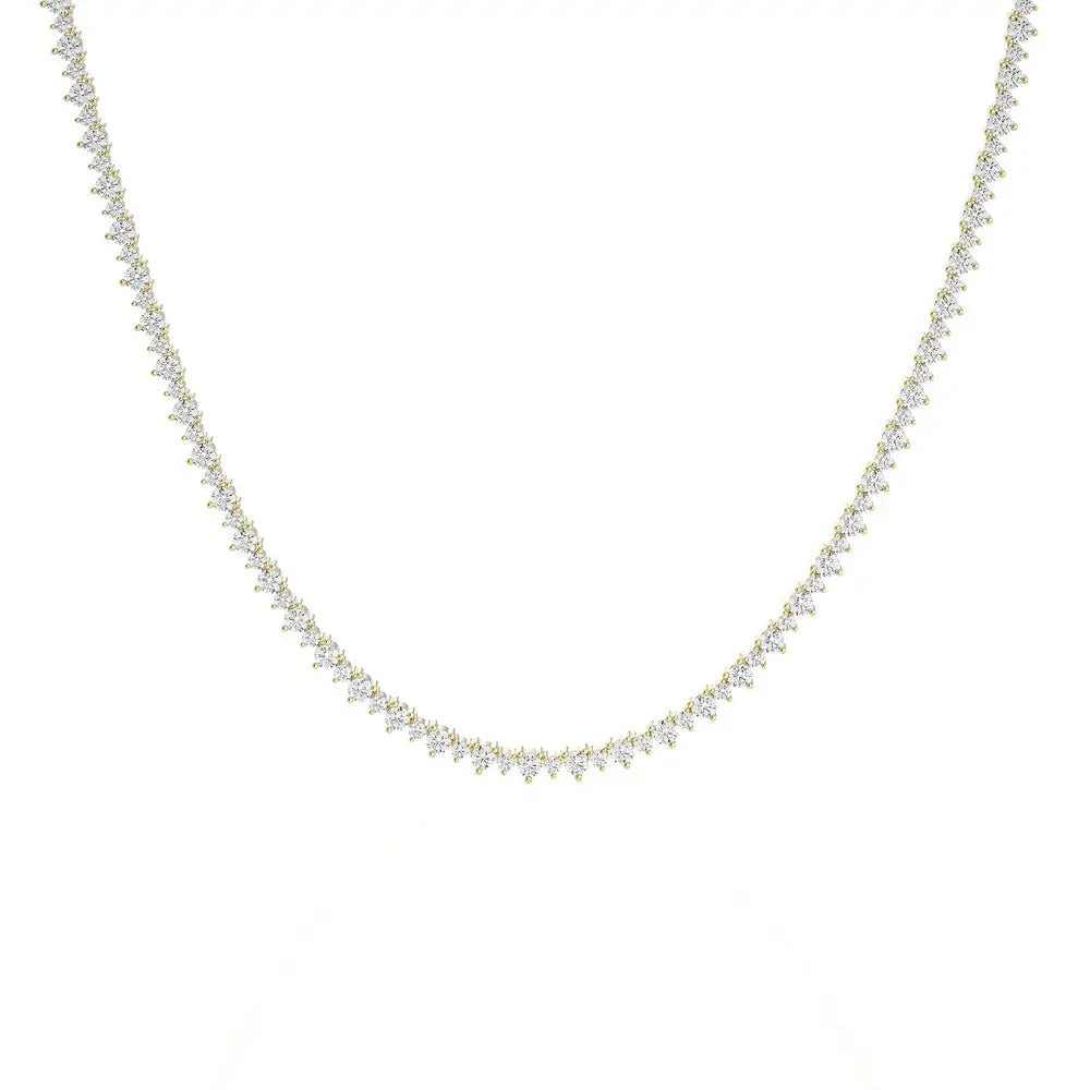 8.0 Ctw 3 Prong Alternate Big and Small Diamonds Tennis Necklace SI GH