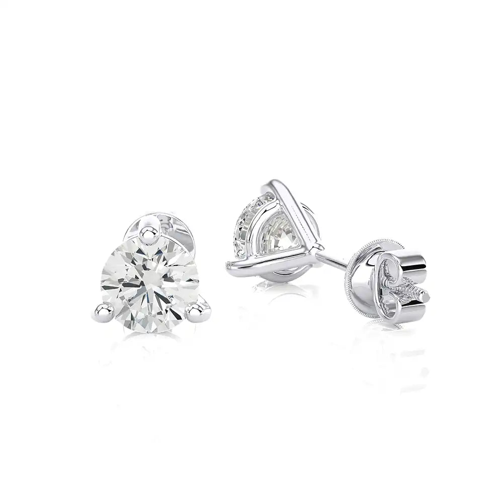 3 CTW Brilliant Lab Grown Certified Diamonds Classic Studs Earrings