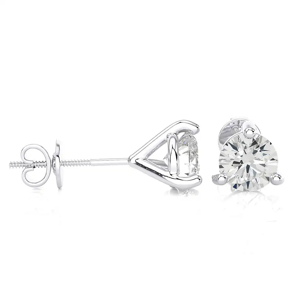 3 CTW Brilliant Lab Grown Certified Diamonds Classic Studs Earrings