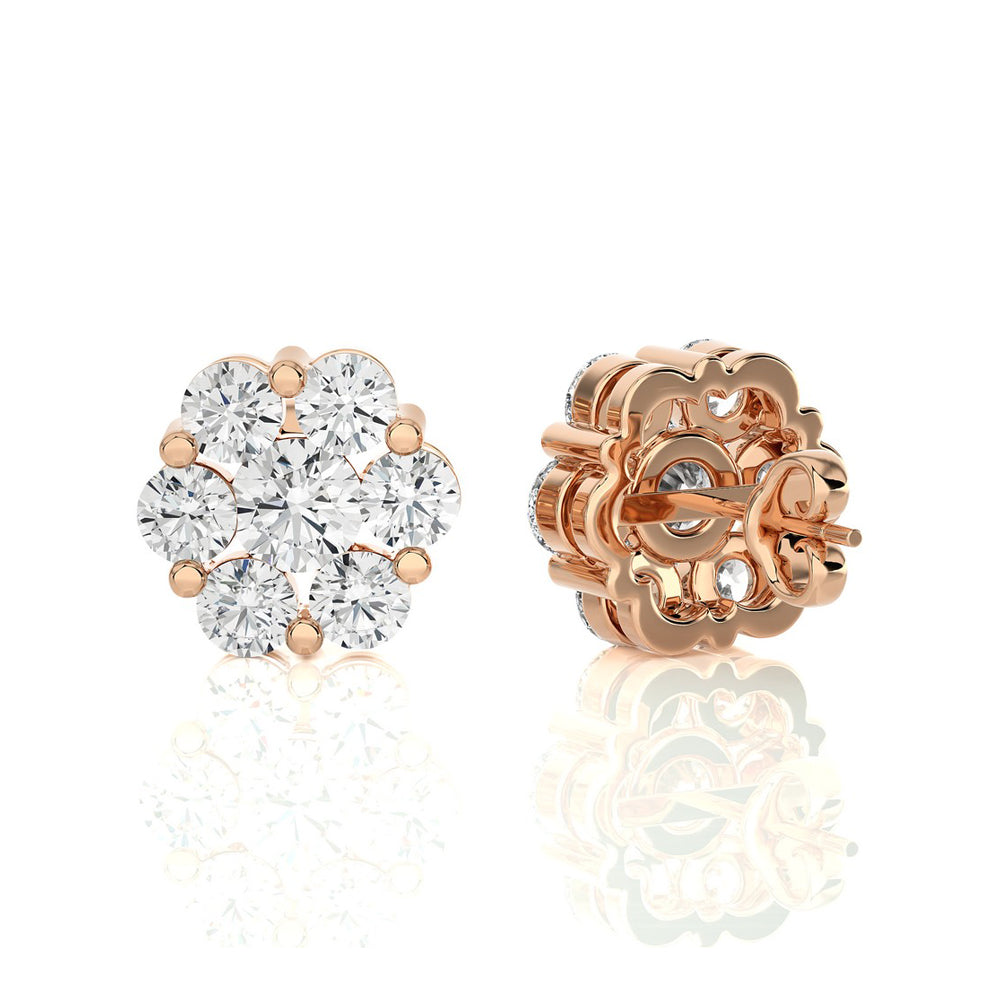 1.00 CTW Diamond Delicate Blossom Stud Earrings
