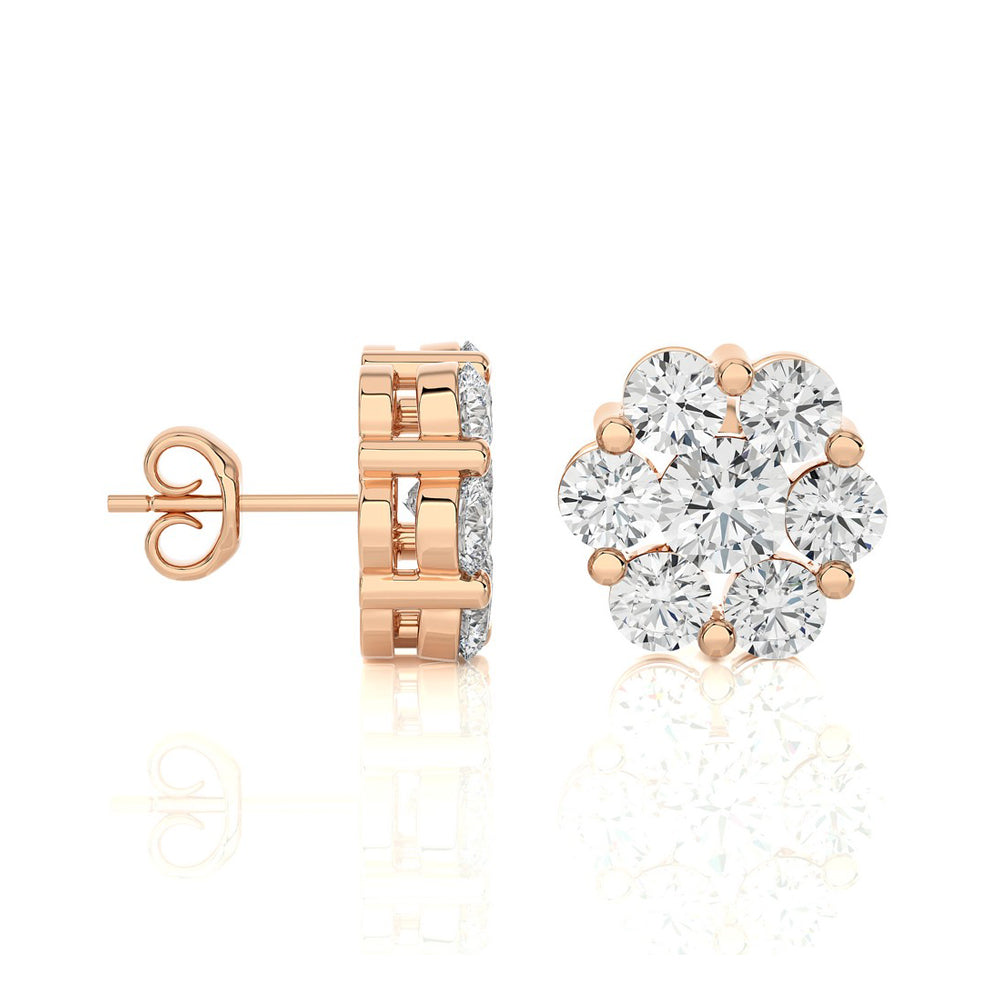 1.00 CTW Diamond Delicate Blossom Stud Earrings