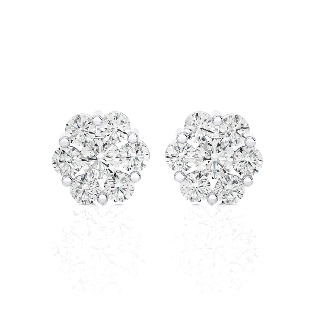 1.00 CTW Diamond Delicate Blossom Stud Earrings