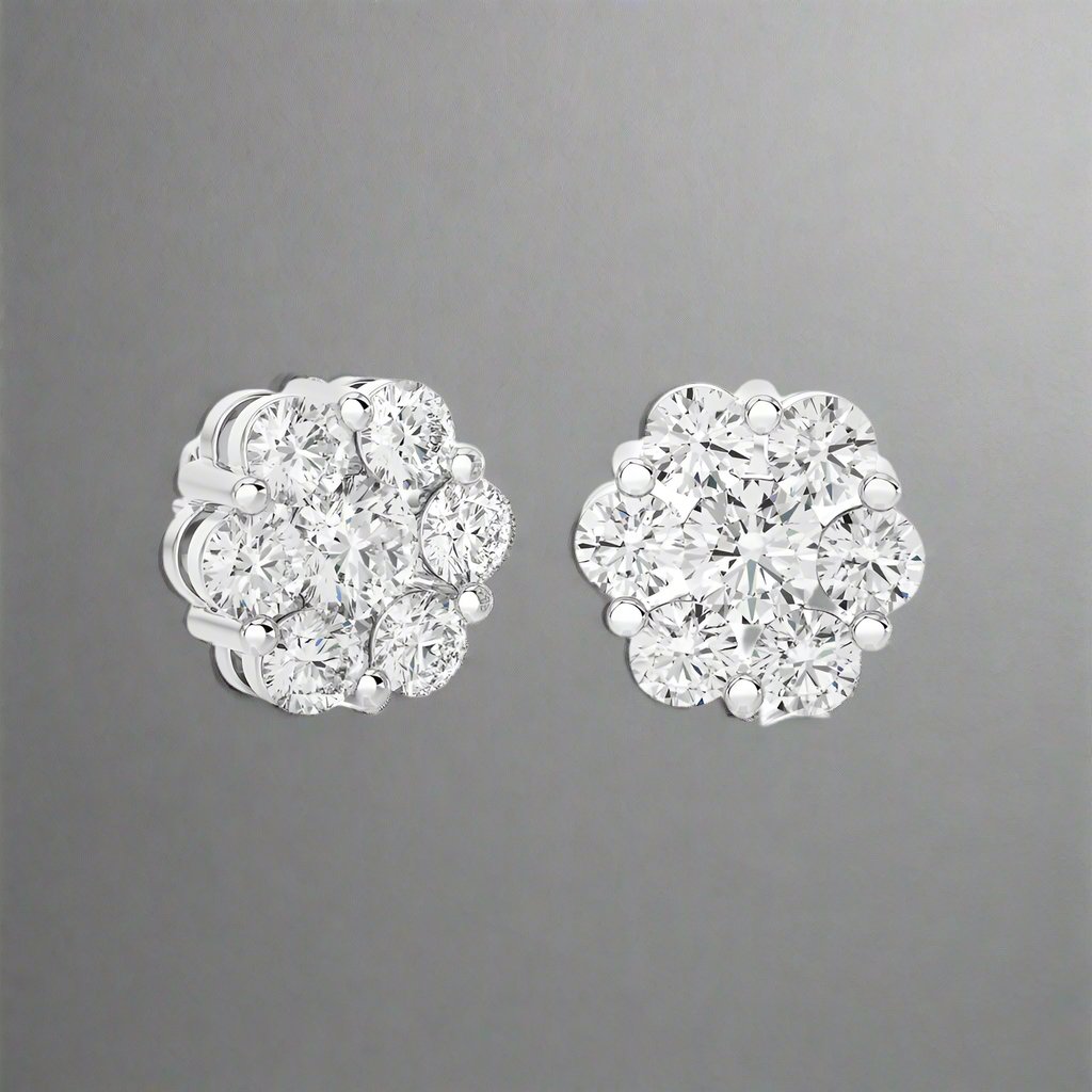 1.00 CTW Diamond Delicate Blossom Stud Earrings