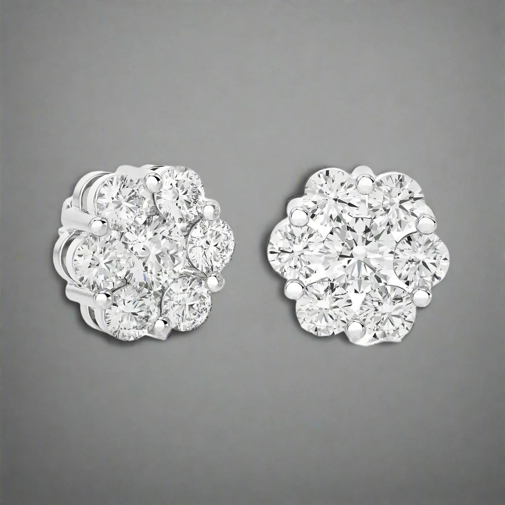 1-1/3 CTW Delicate Blossom Stud Earrings.