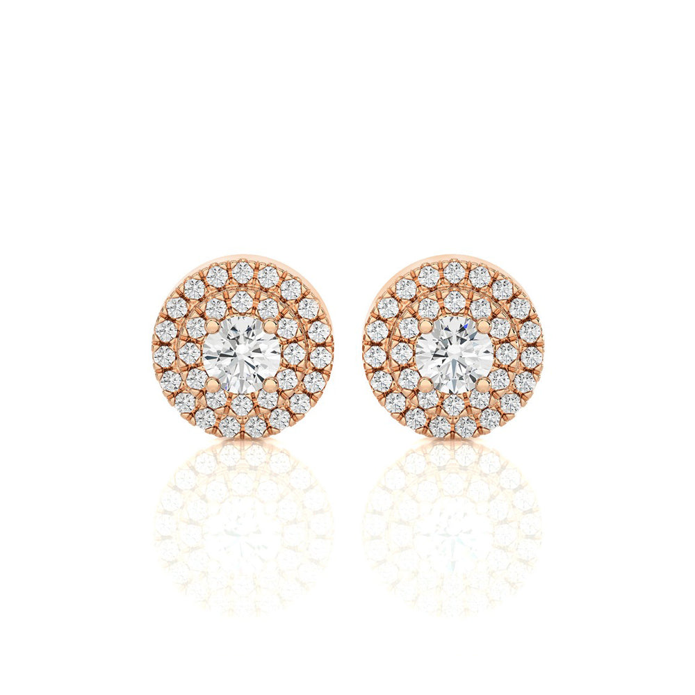 3/8 CTW Round Diamond Solitaire Elegant Halo Studs