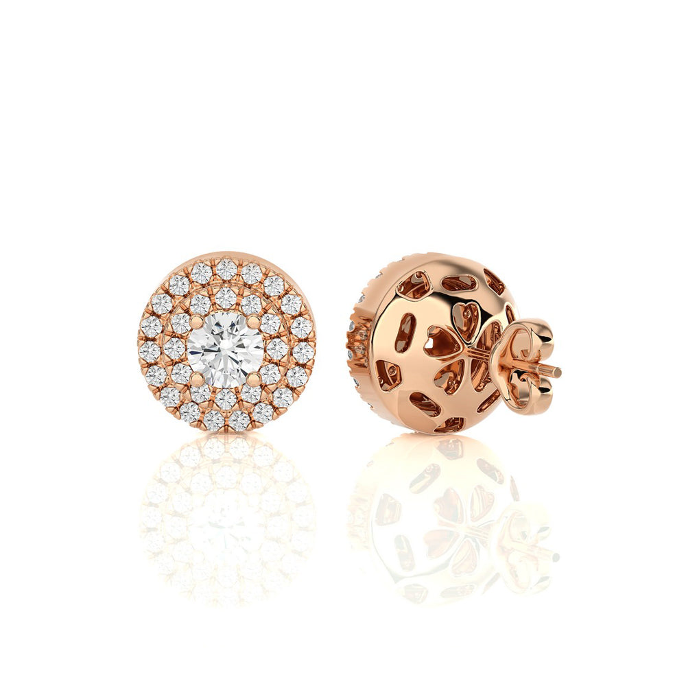 3/8 CTW Round Diamond Solitaire Elegant Halo Studs