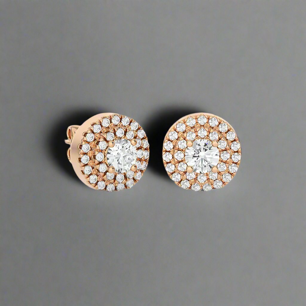 3/8 CTW Round Diamond Solitaire Elegant Halo Studs