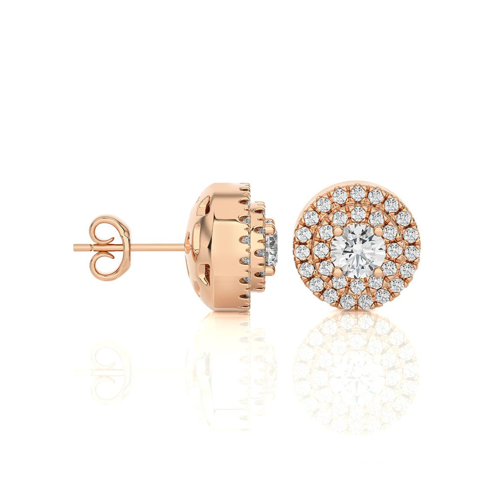 3/8 CTW Round Diamond Solitaire Elegant Halo Studs